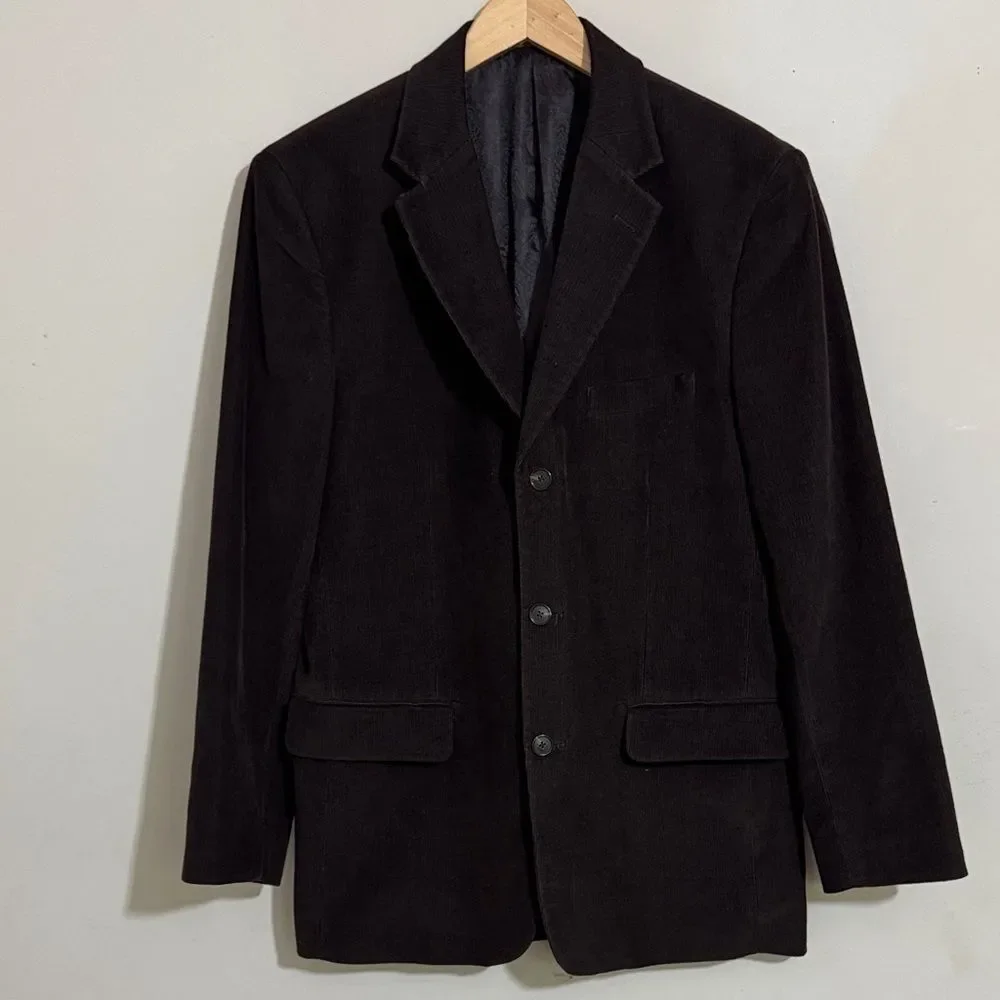 Tasso Elba Classic Brown Corduroy Men's Blazer size M Academia Fall Career
